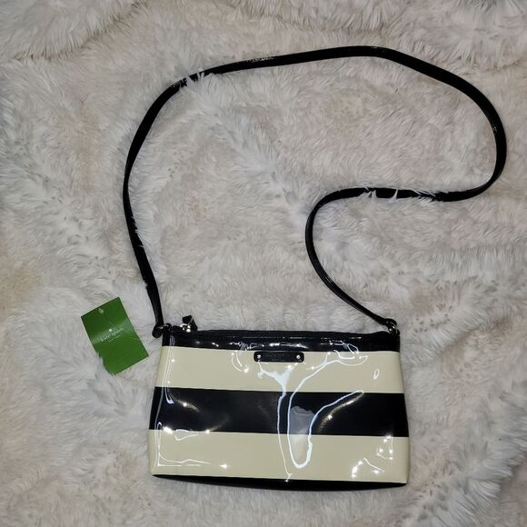 Kate Spade New York Nwt Penn Valley Amy Patent striped crossbody bag purse - Picture 1 of 9